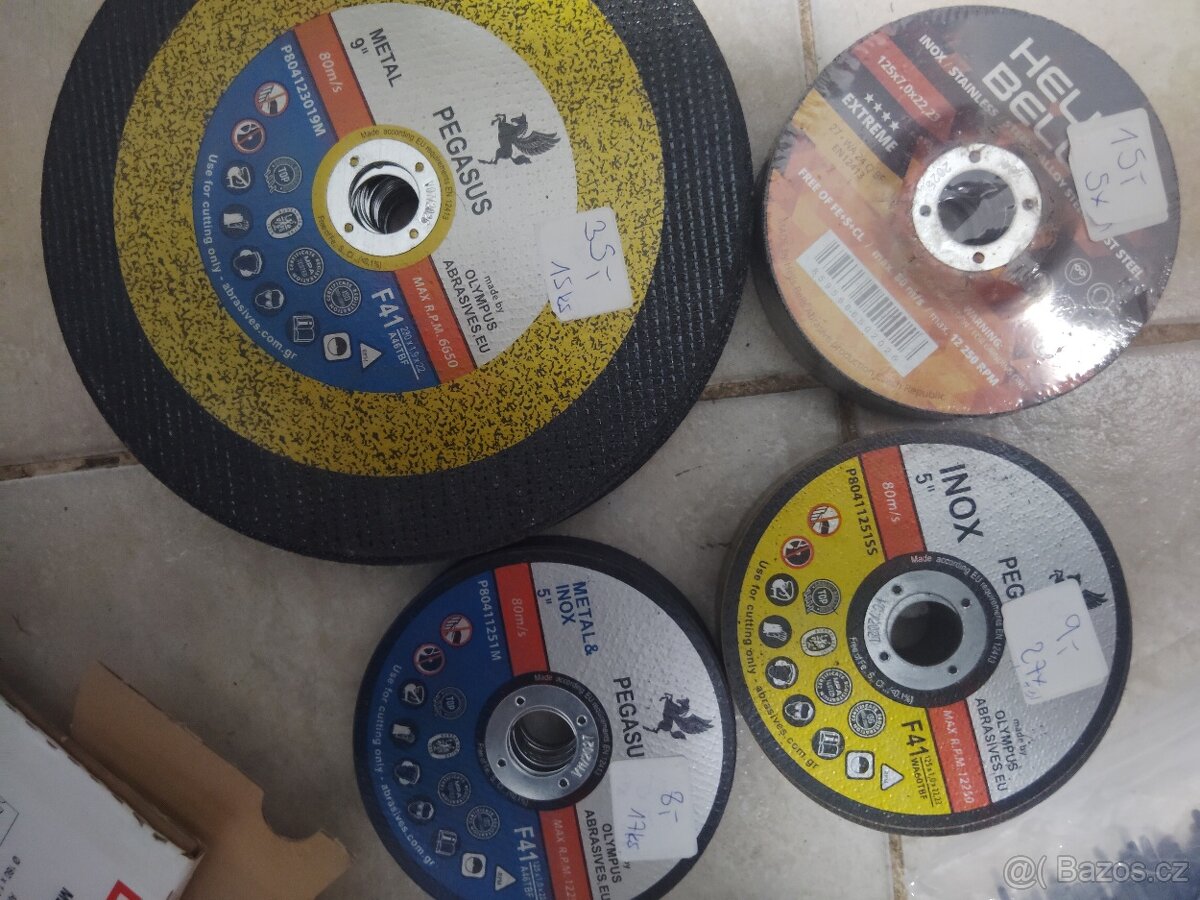 PRODÁM-řezné kotouče,vrtáky,spoj.materiál,ruční nářadí atd..