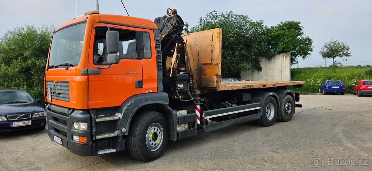 Man TGA 26.410 6x2 hákový kontejner s HR Hiab 166