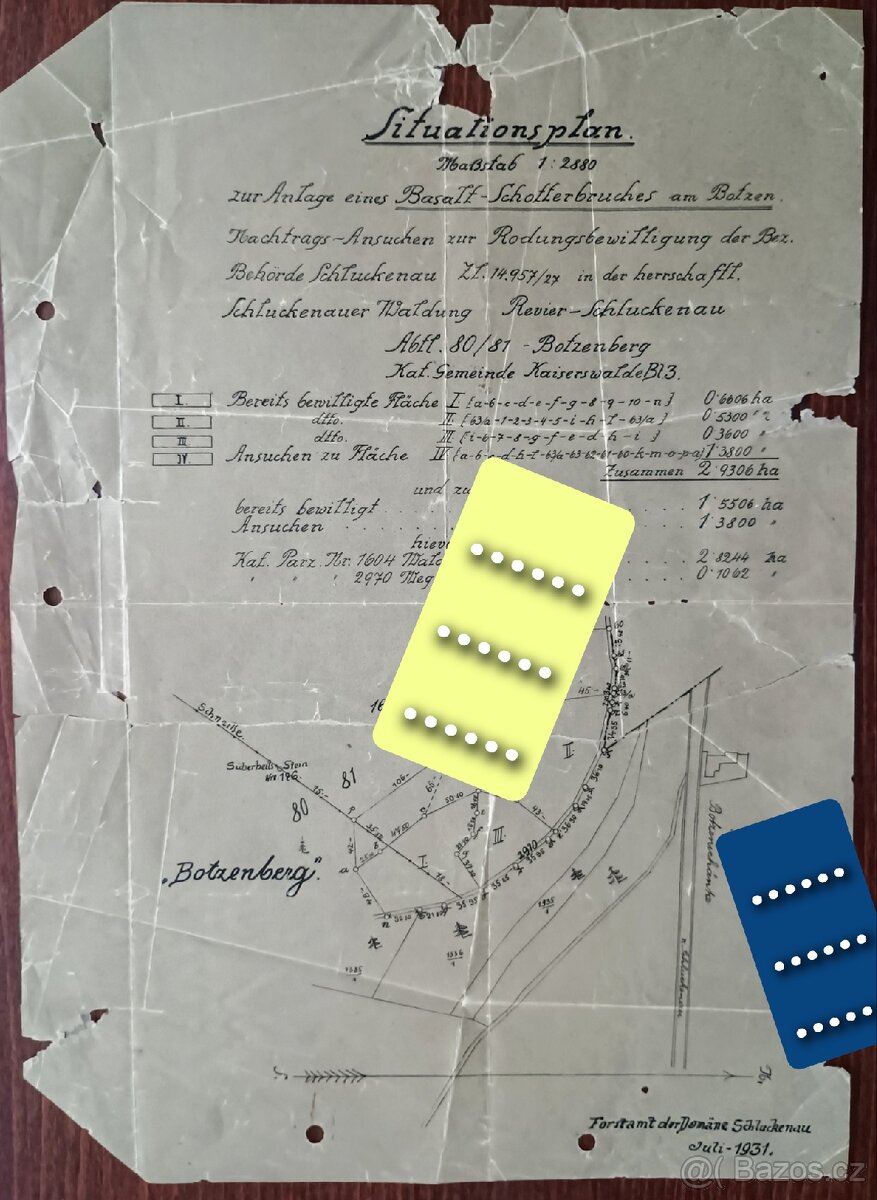 Kamenolom Šluknov histor. dokument