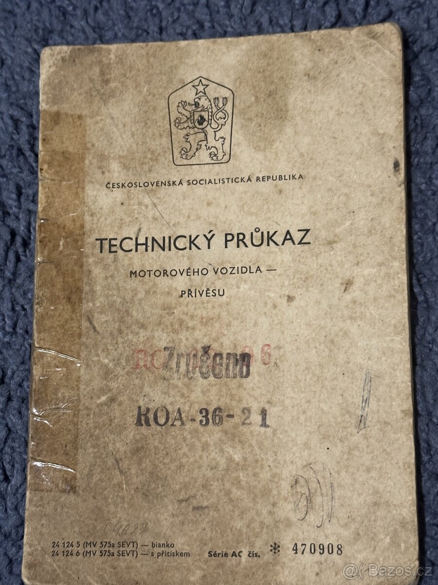 2 x Technický průkaz Škoda 110 L, VAZ 21073 kombi