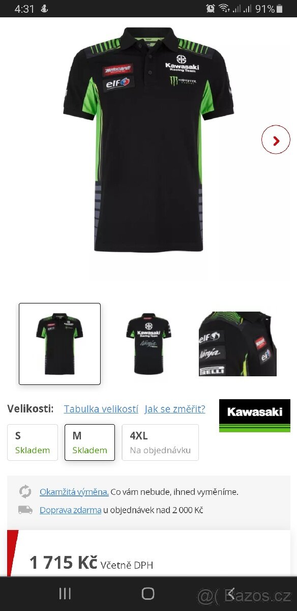 Tričko Kawasaki KRT wsbk team original XXL