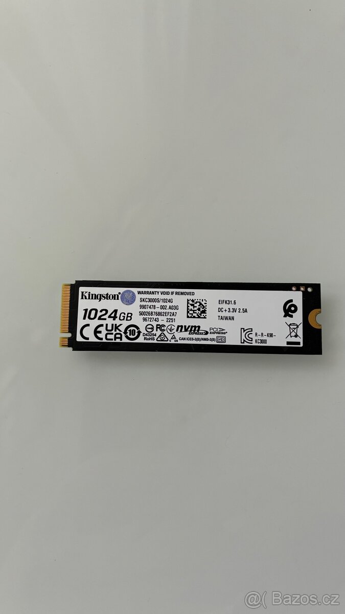 Kingston KC3000 1TB NVMe disk