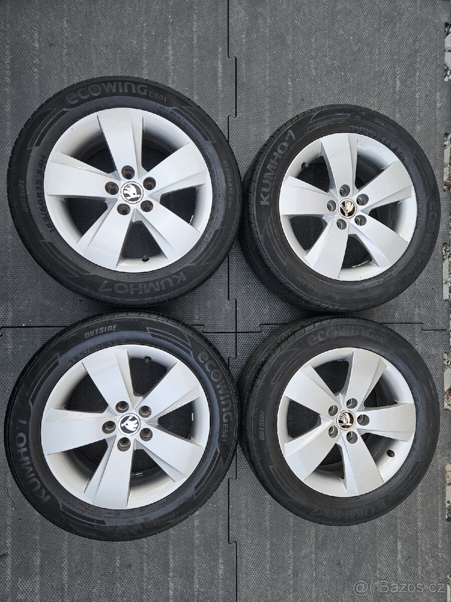 Letní Alu kola originál ŠKODA FABIA III, Rapid 6x15 ET38