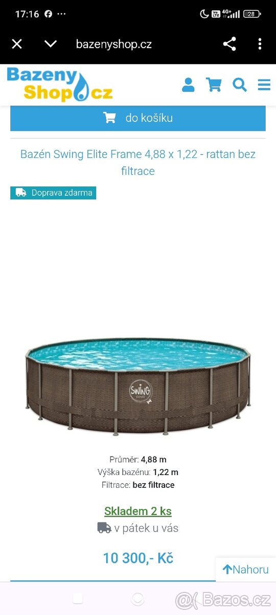 Prodám bazén Swing Pools 4,88