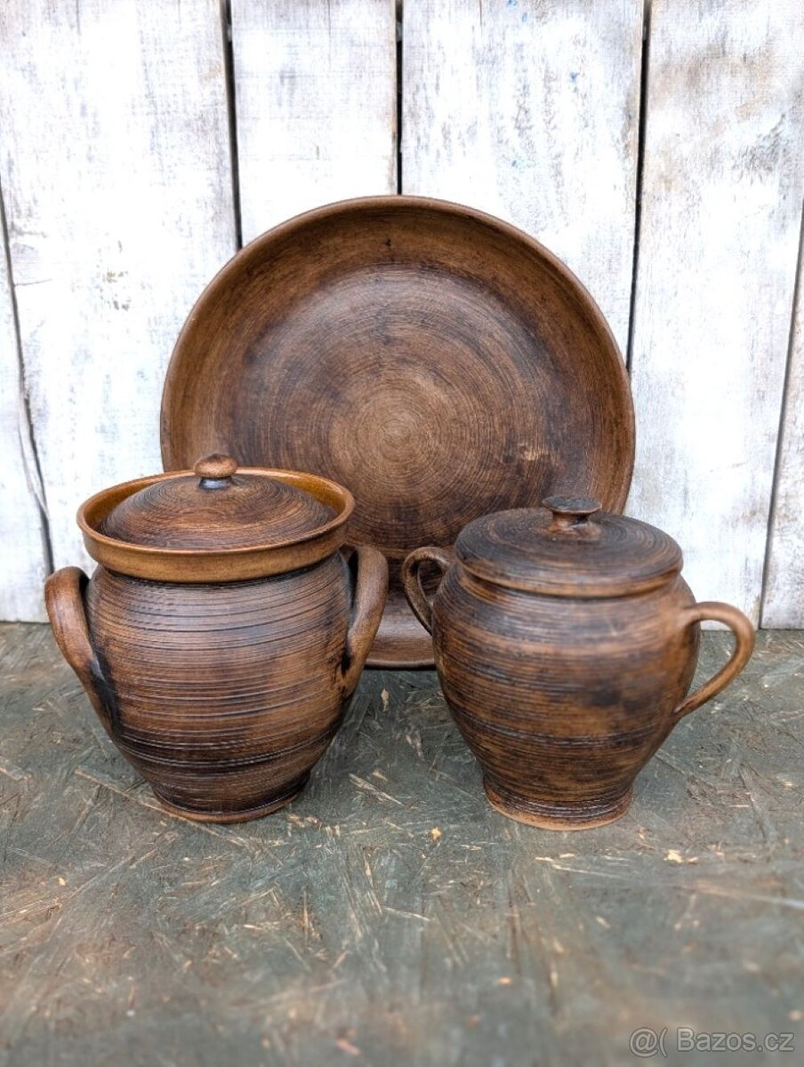 3 ks Autorská přírodní keramika, zn.STOOB, Austria