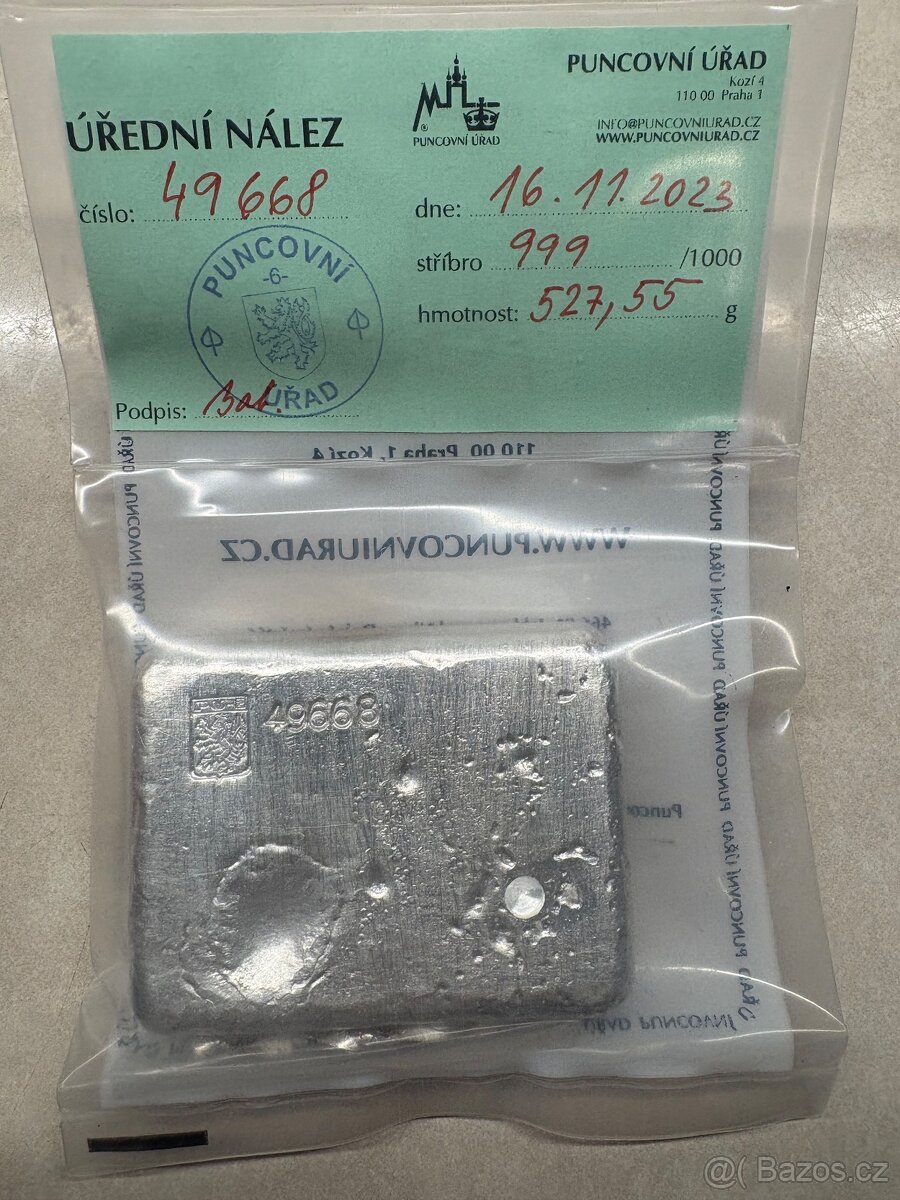 Stříbrný slitek Ag 999