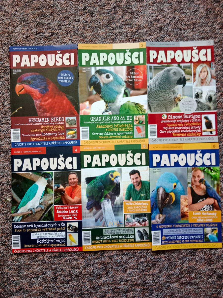 Časopis Papoušci (ročníky: 2011,2014,2015,2017,2021,2023)