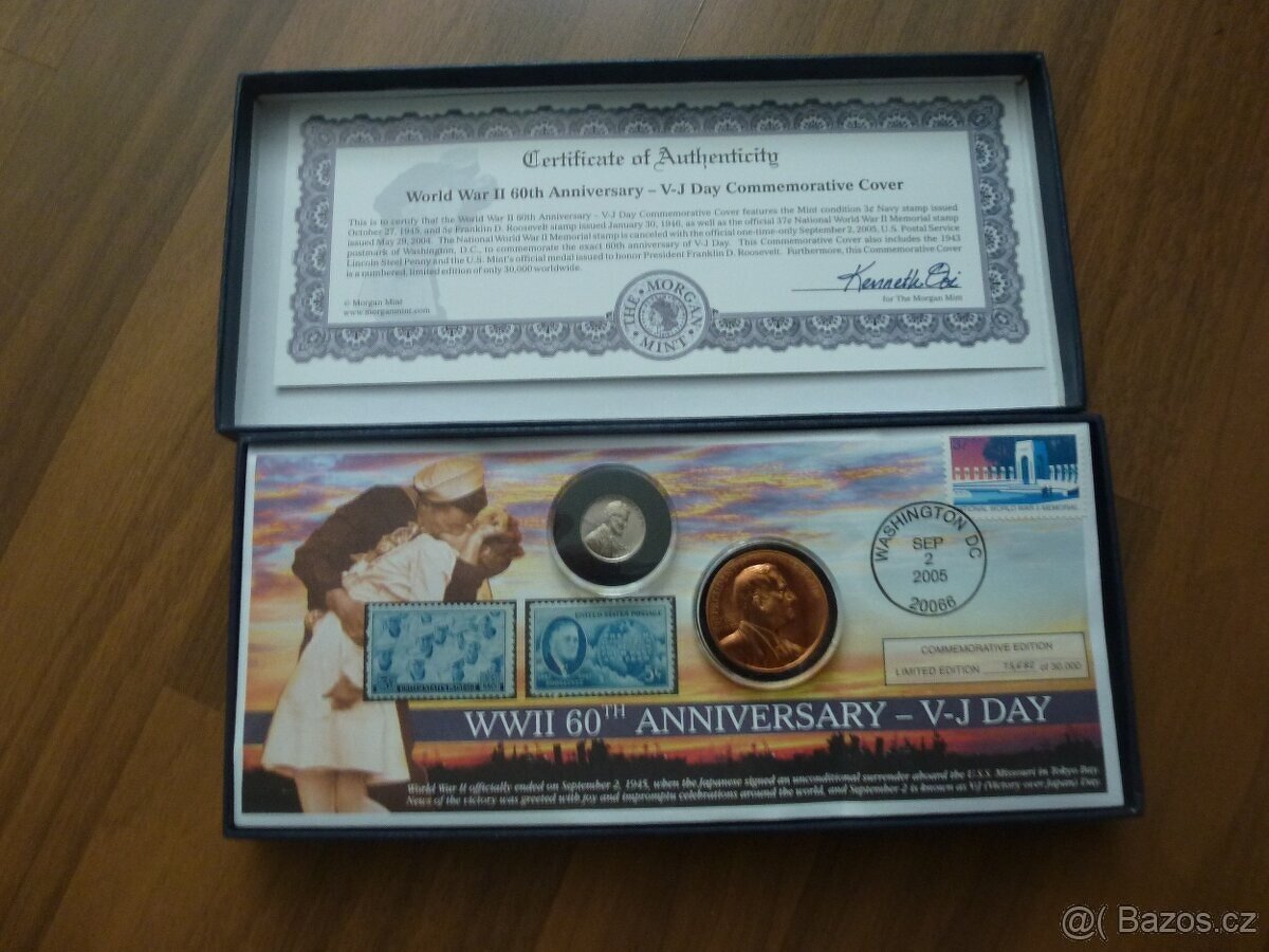 Sada mince + známky WWII 60 Anniversary V -J Day