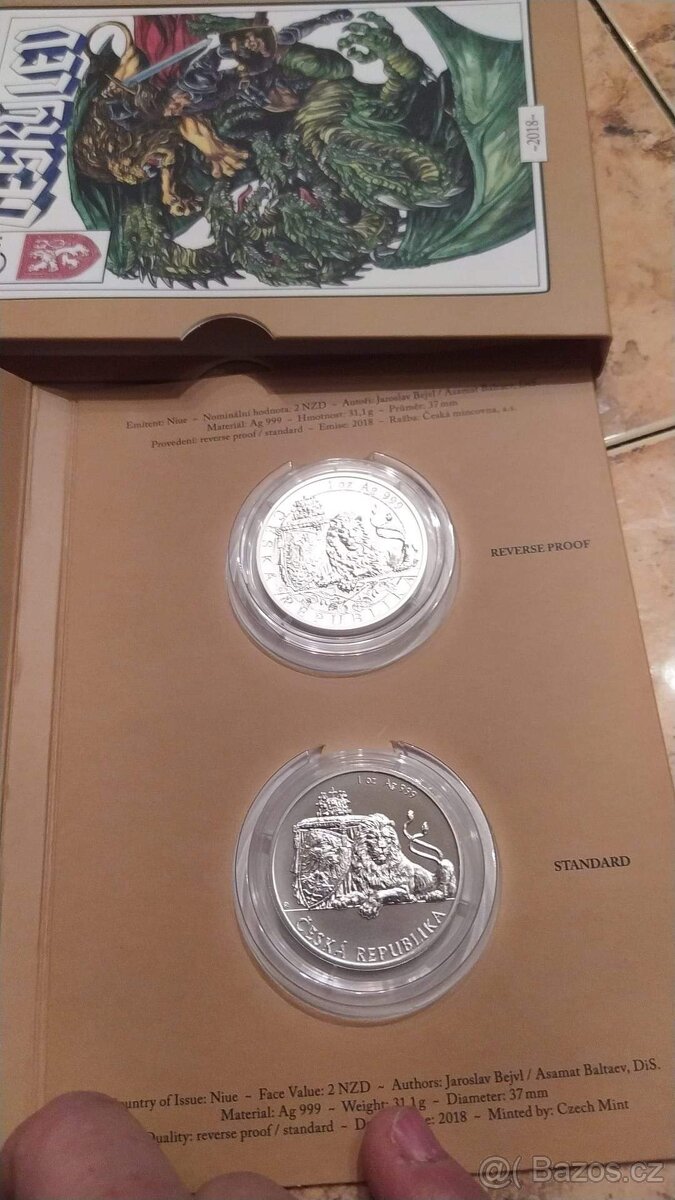 Sada stříbrných mincí česky lev 2018