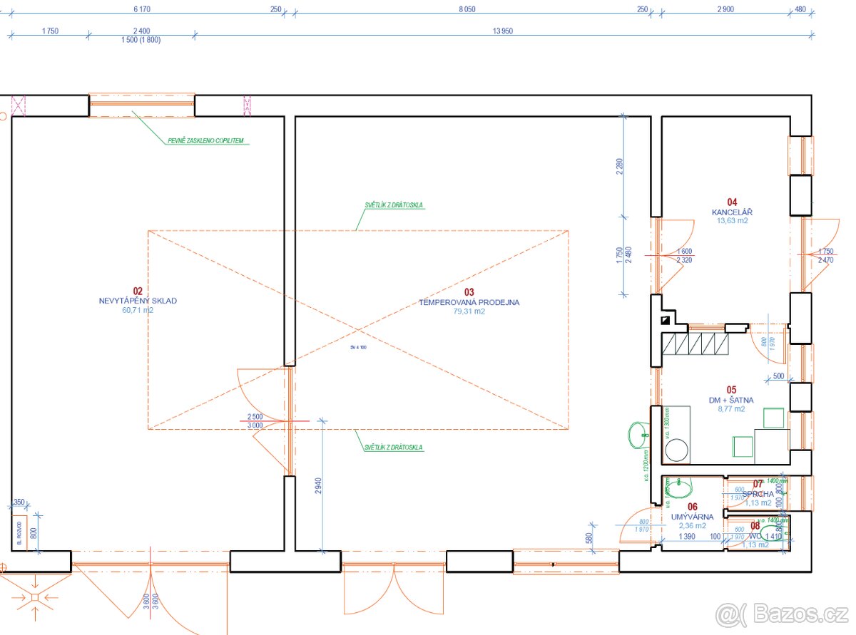 Pronajmu obchodní prostory s venkovní plochou v Chlumci