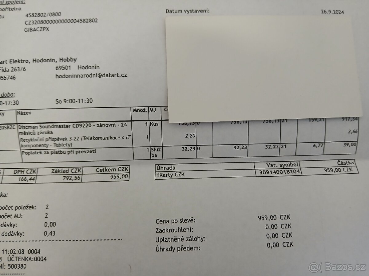 Zánovní Discman Soundmaster CD9220
