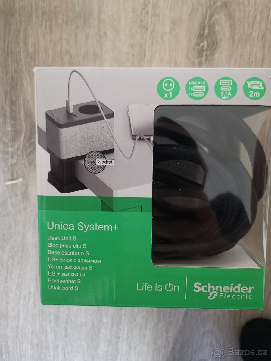 Unica system+ Zásuvka na stůl+nabíječka