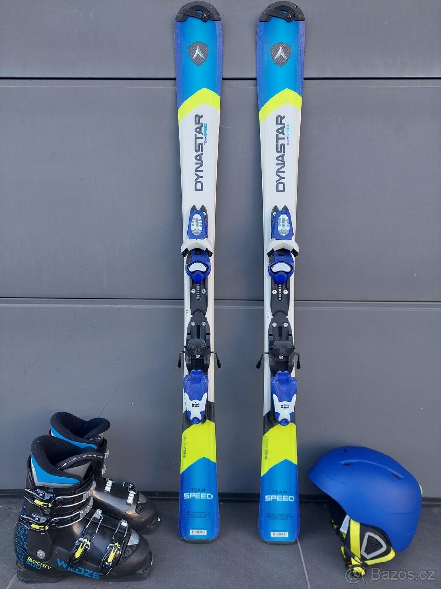 Lyže DYNASTAR, 120 cm + lyžáky + přilba