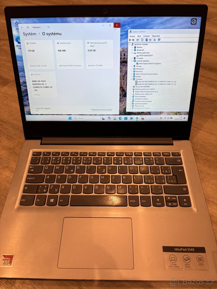 Lenovo s145, amd a9 3,1GHz, 4GB DDR4, SSD disk, win 11