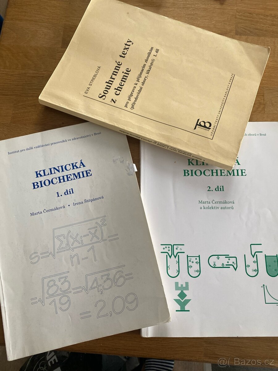 Klinická biochemie 1 a 2 dil, souhrnné texty z chemie.