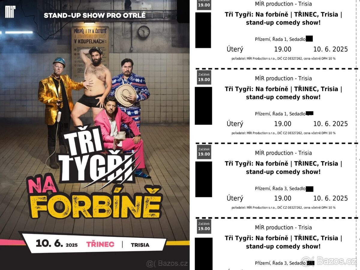 Tři tygři na Forbíně Třinec 10.6 divadloTrisia 2nebo4 lístky