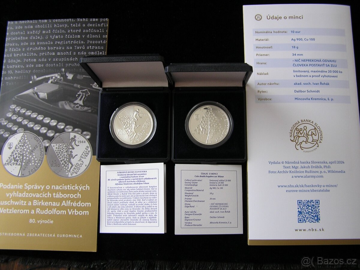 10 EUR PROOF.- 80. výročie podanie správy Auschwitz Bir