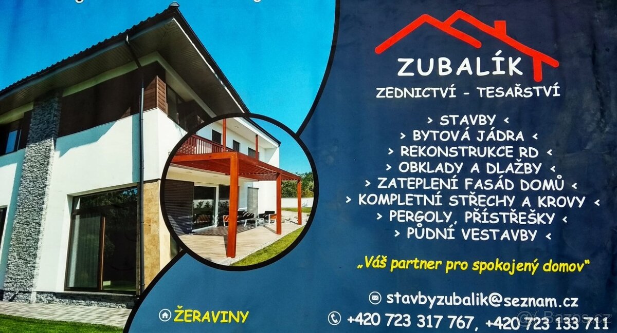 Provádíme veškeré zednické, stavební a tesařské práce