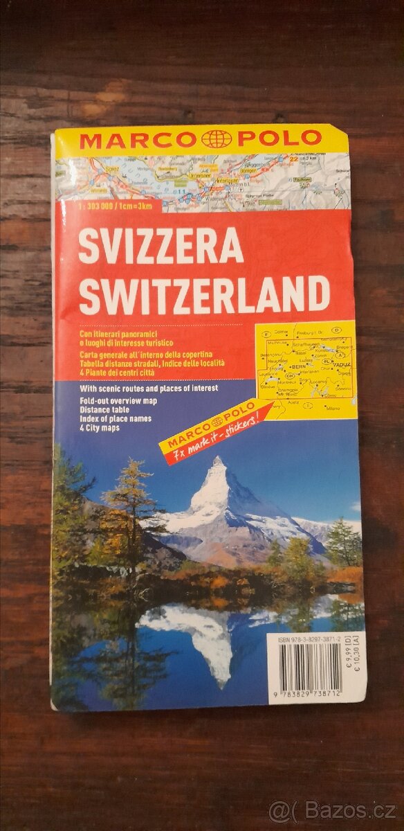Turistická mapa Švýcarska - 1 : 303 000