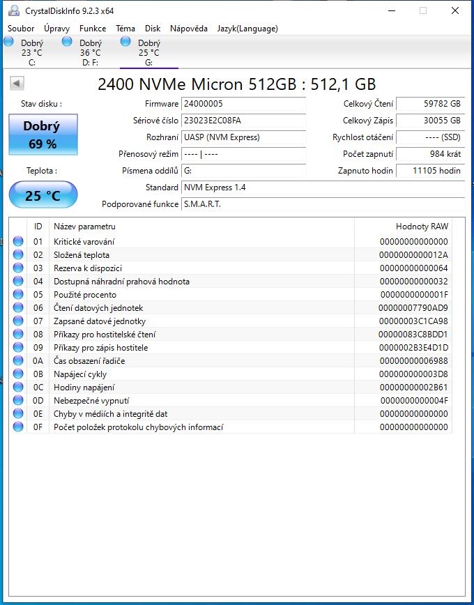SSD disk Micron 2400 512 GB M.2 2280 Nvme FV PCIe Gen4 x4