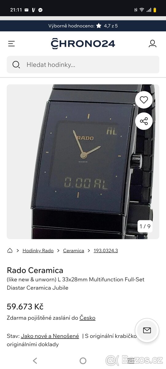 Pánské značkové hodinky RADO Ceramica Diastar