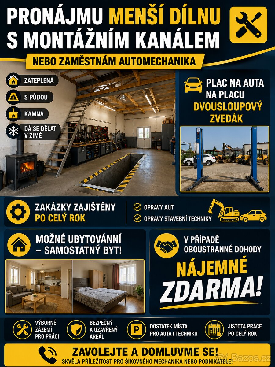 Vybavená autodílna.