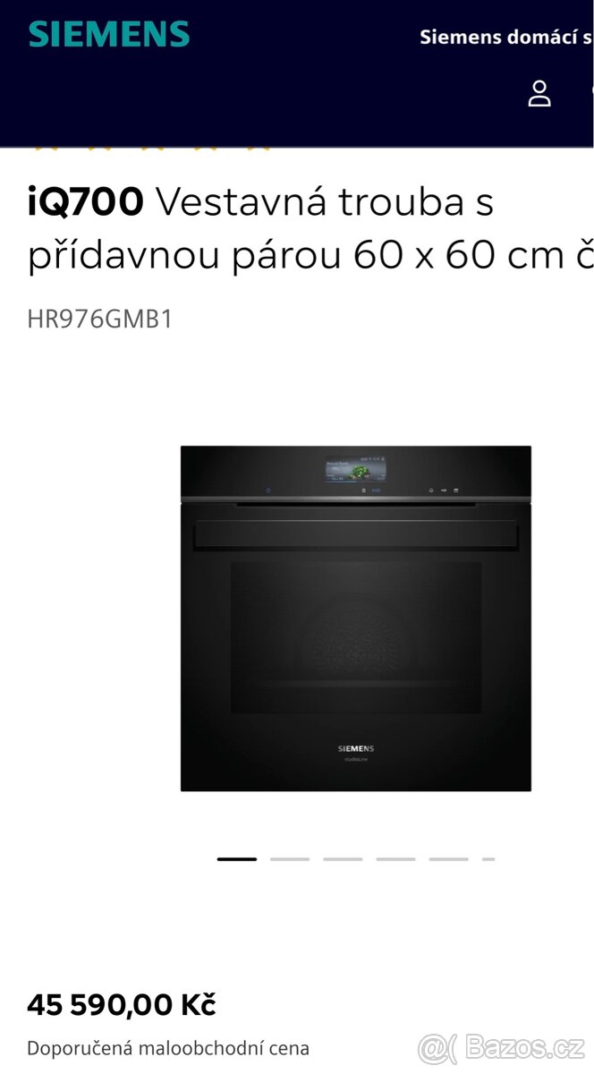 REZERVACE- Nová trouba SIEMENS STUDIO LINE s přídavnou párou