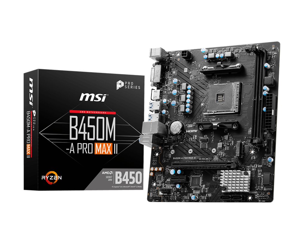 🖥️ MSI B450M-A PRO MAX II – mATX, AM4, DDR4 + WIN 11 Pro