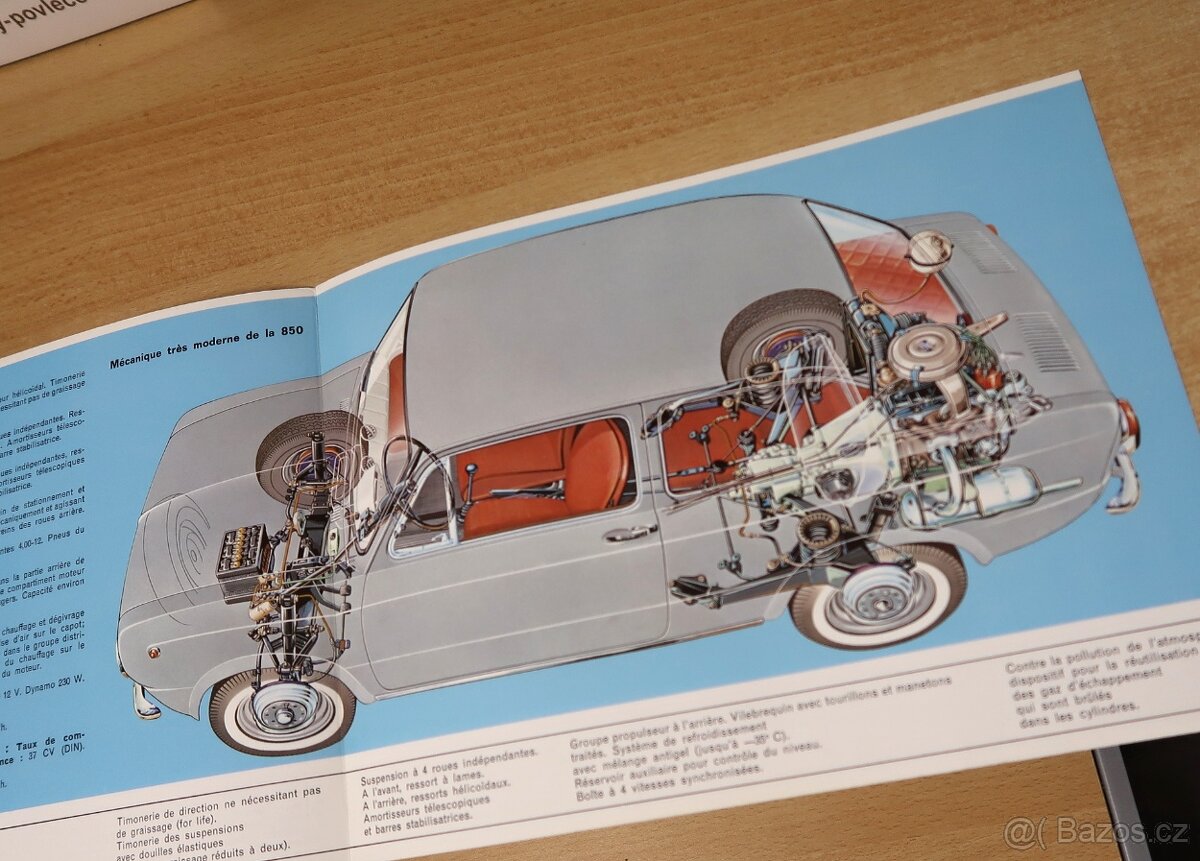 ORIG. PĚKNÝ PROSPEKT FIAT 850, FRANCOUZKY, 12 STRAN, VEL. A4