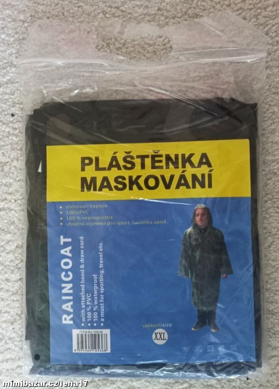 NOVÁ MASKÁČOVÁ PLÁŠTĚNKA - vel. 3 XL, 180-190 cm