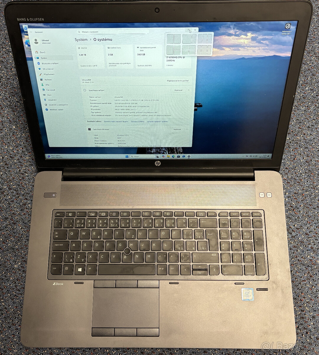 HP Zbook 17 G3, i7, 24 GB RAM, 500GB SDD+1TB,Quadro M1000M