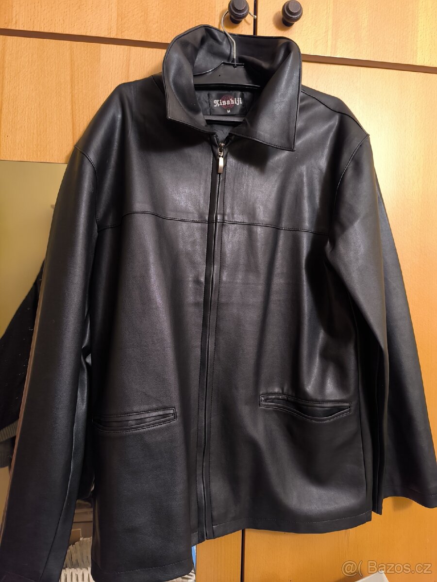 Černá bunda - koženka (umělá kůže PVC vel. M)