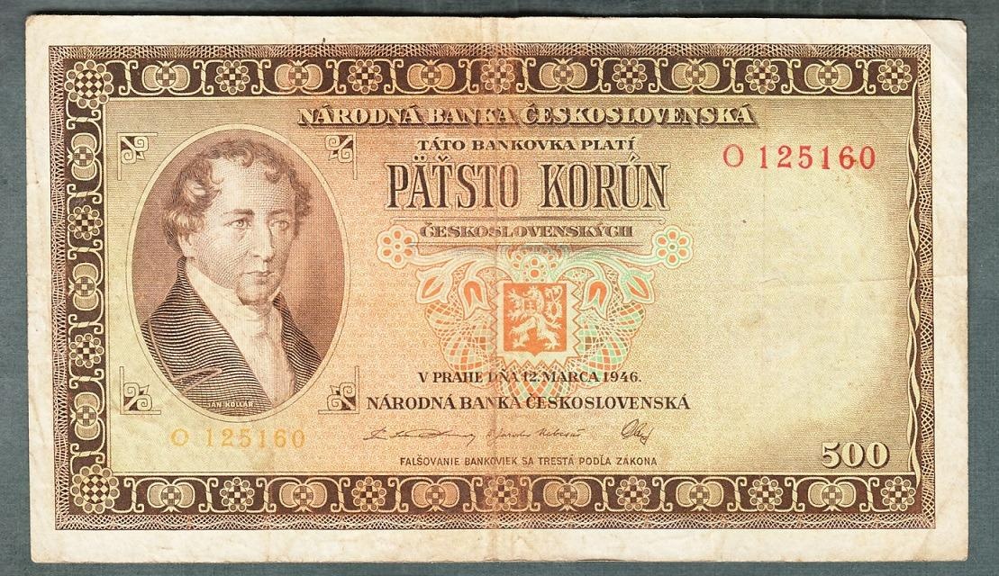 Staré bankovky 500 kčs 1946