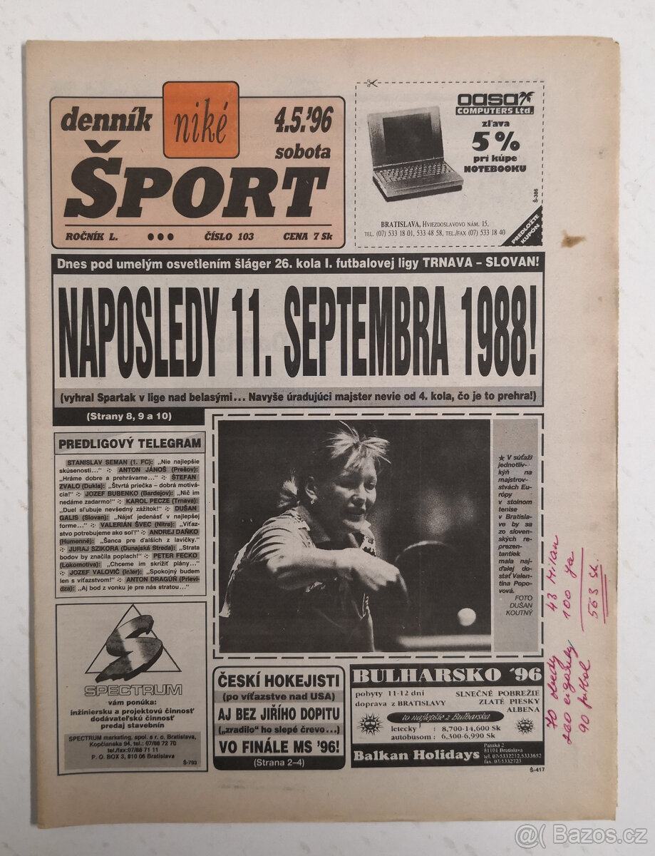 Staré noviny Denník Šport 2