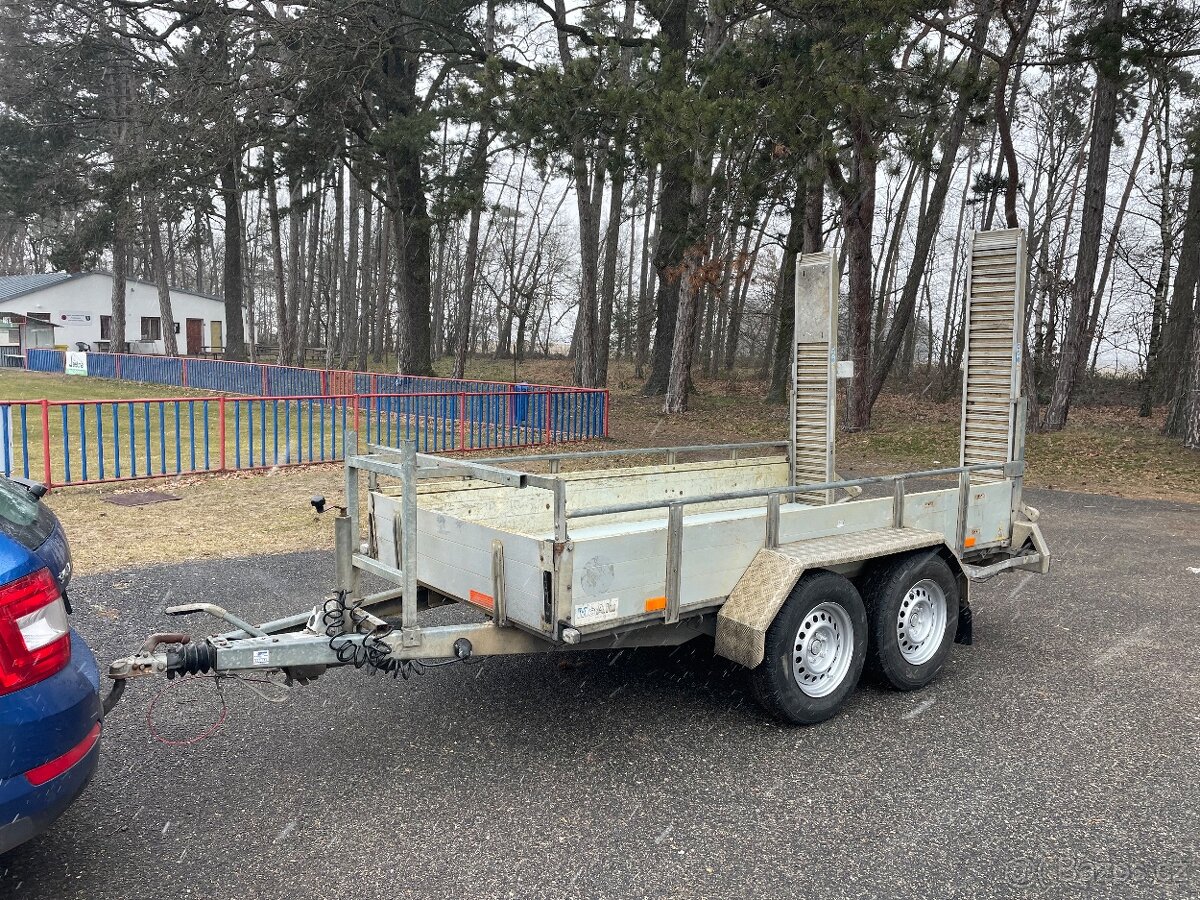 ✅Bržděný přívěs na přepravu bagru Saris 2700 kg, 150x300