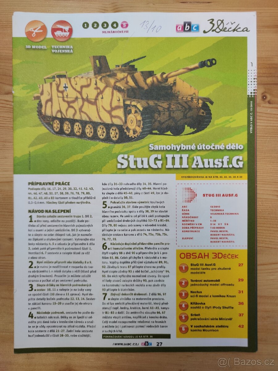 Vystřihovánky Stug III, Mercedes ML 350 a Nectus z ABC