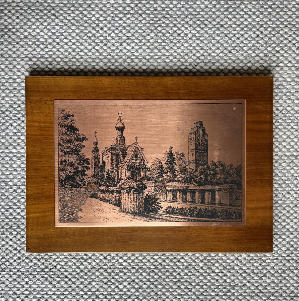 Měděný obraz na dřevěném plátně 42x30 cm, Darmstadt