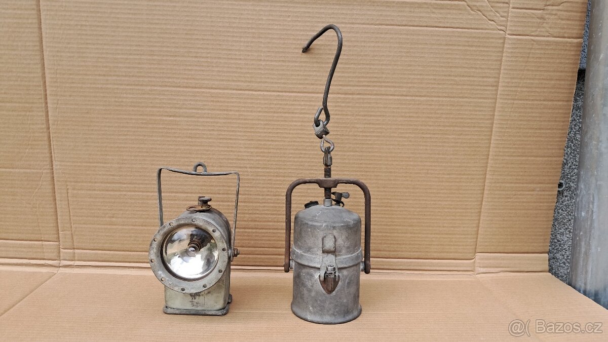 Hornická svítilna a karbidová lampa
