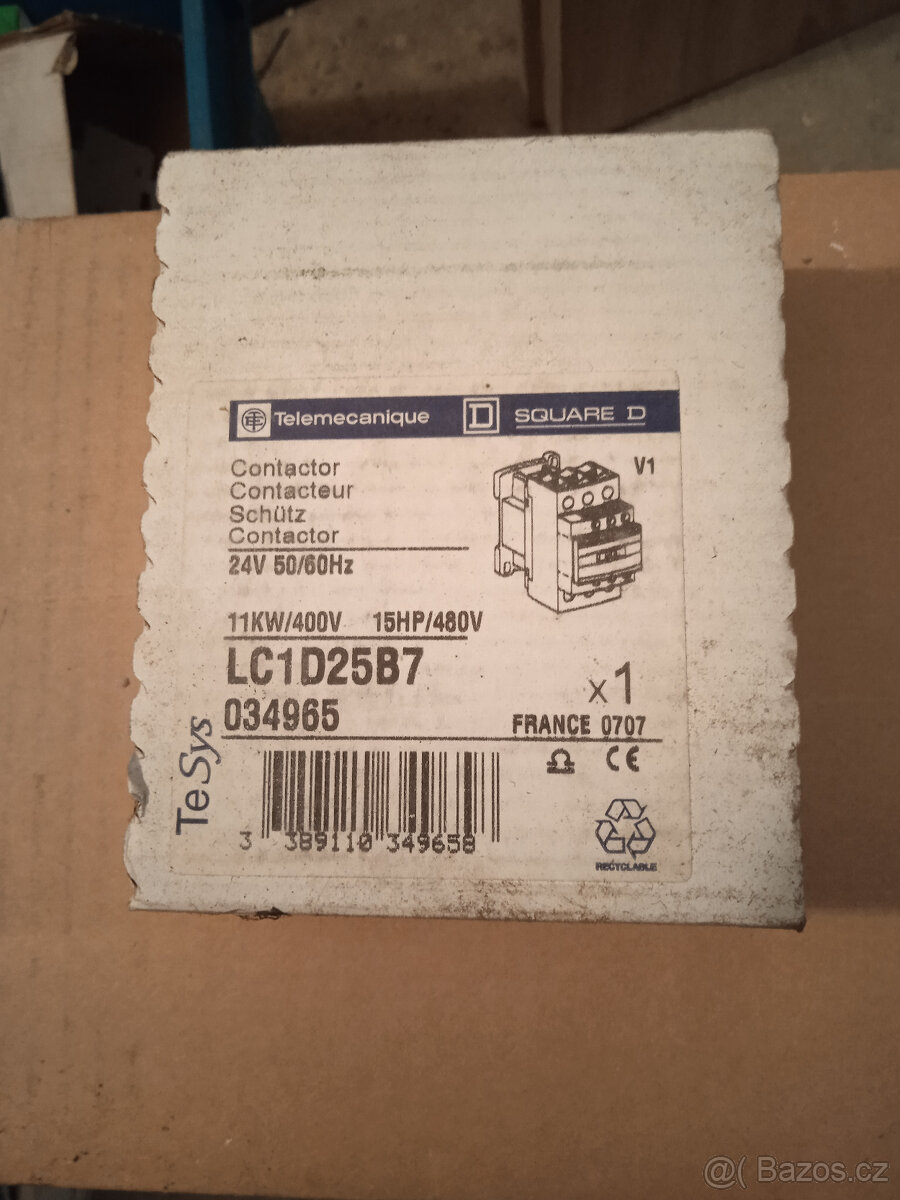 Prodám stykač SCHNEIDER TESYS LC1D25B7 3P 25A 1Z+1V 24VAC