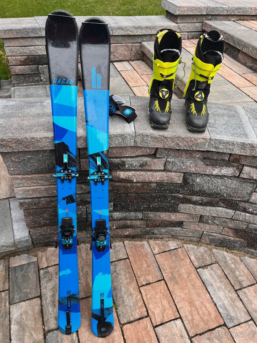 Dětský set - Scarpa Alien, Lyže+vázání+pásy Hagan