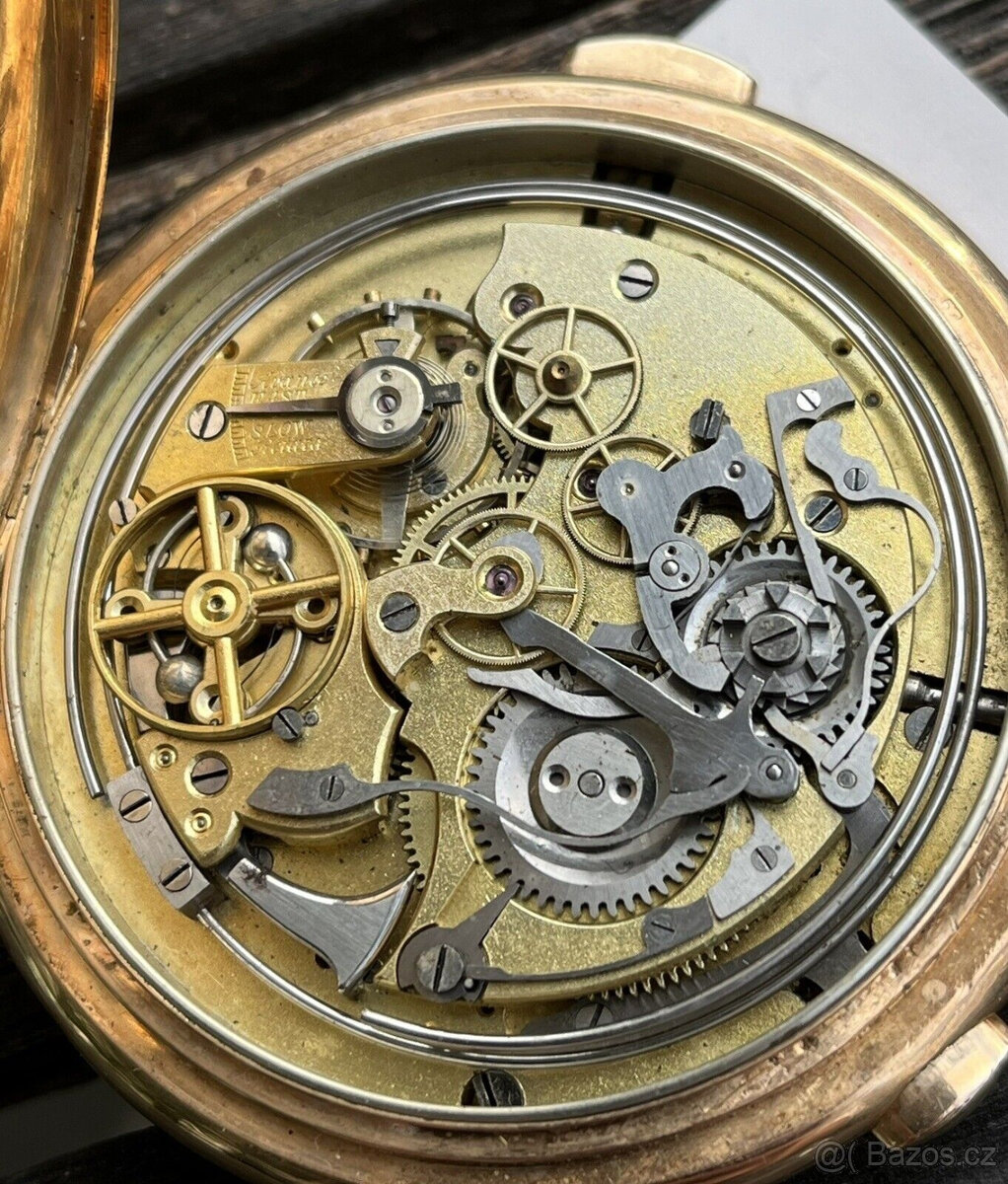 Zlaté kapesní hodinky s chronografem a opakovačem