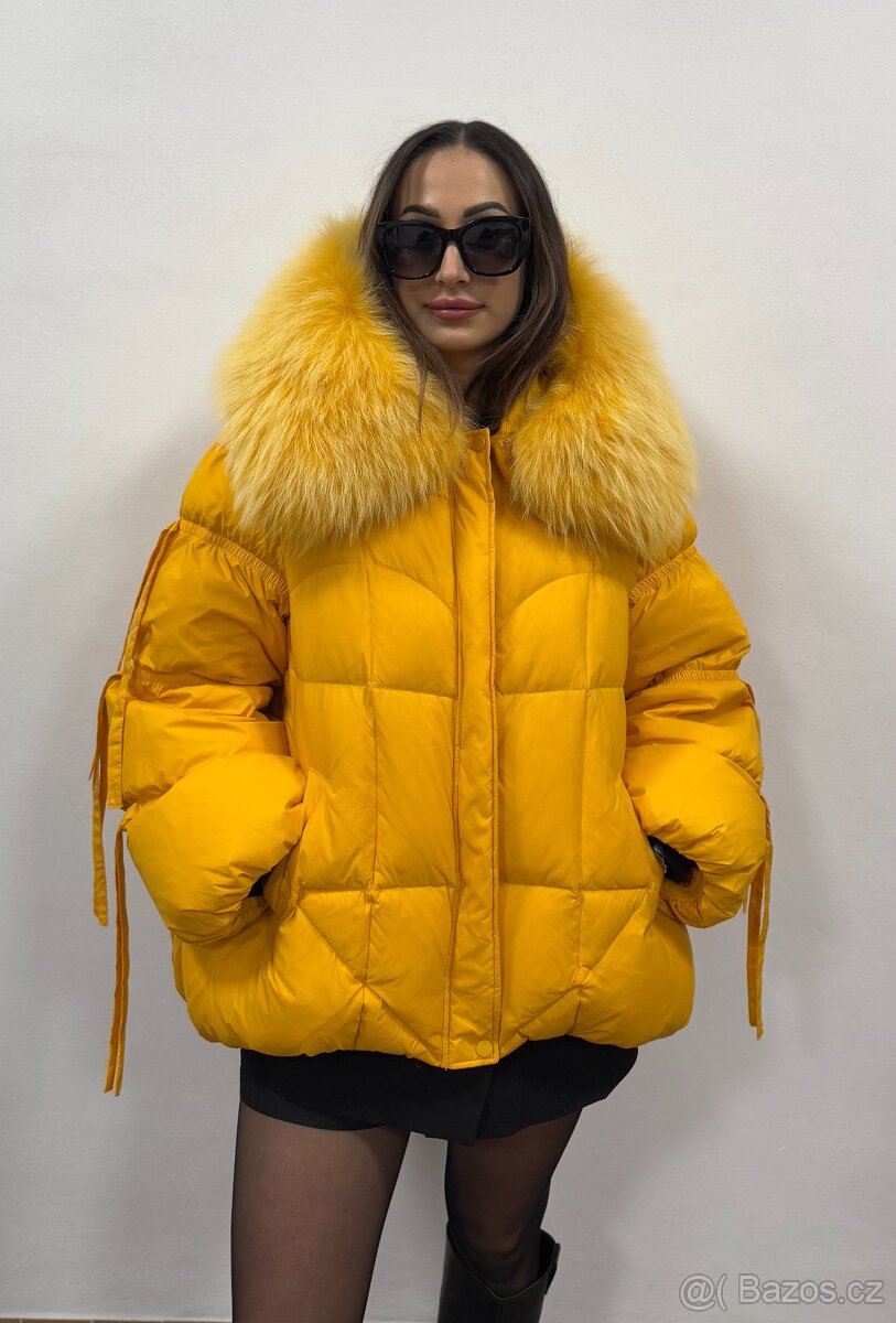 Dámská péřová bunda s pravou liščí kožešinou