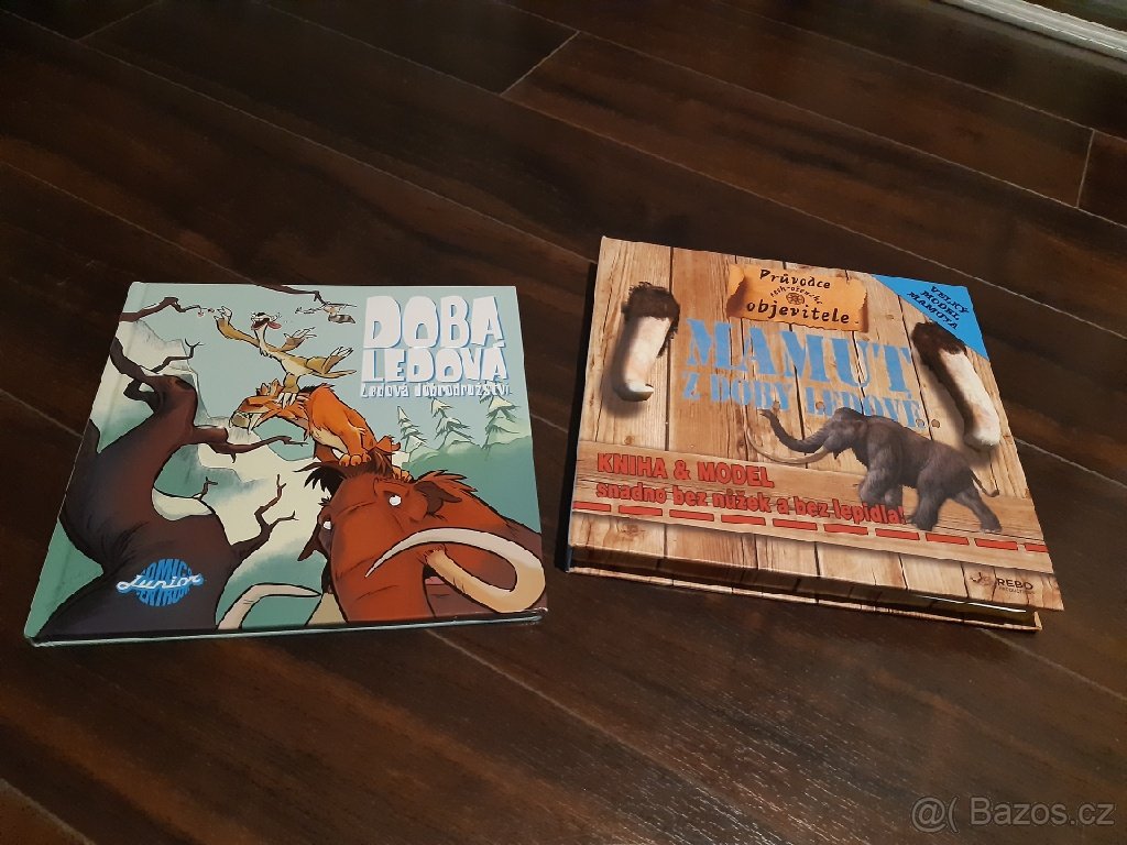 Zabavny komiks a vzdelavaci kniha s modelem mamuta