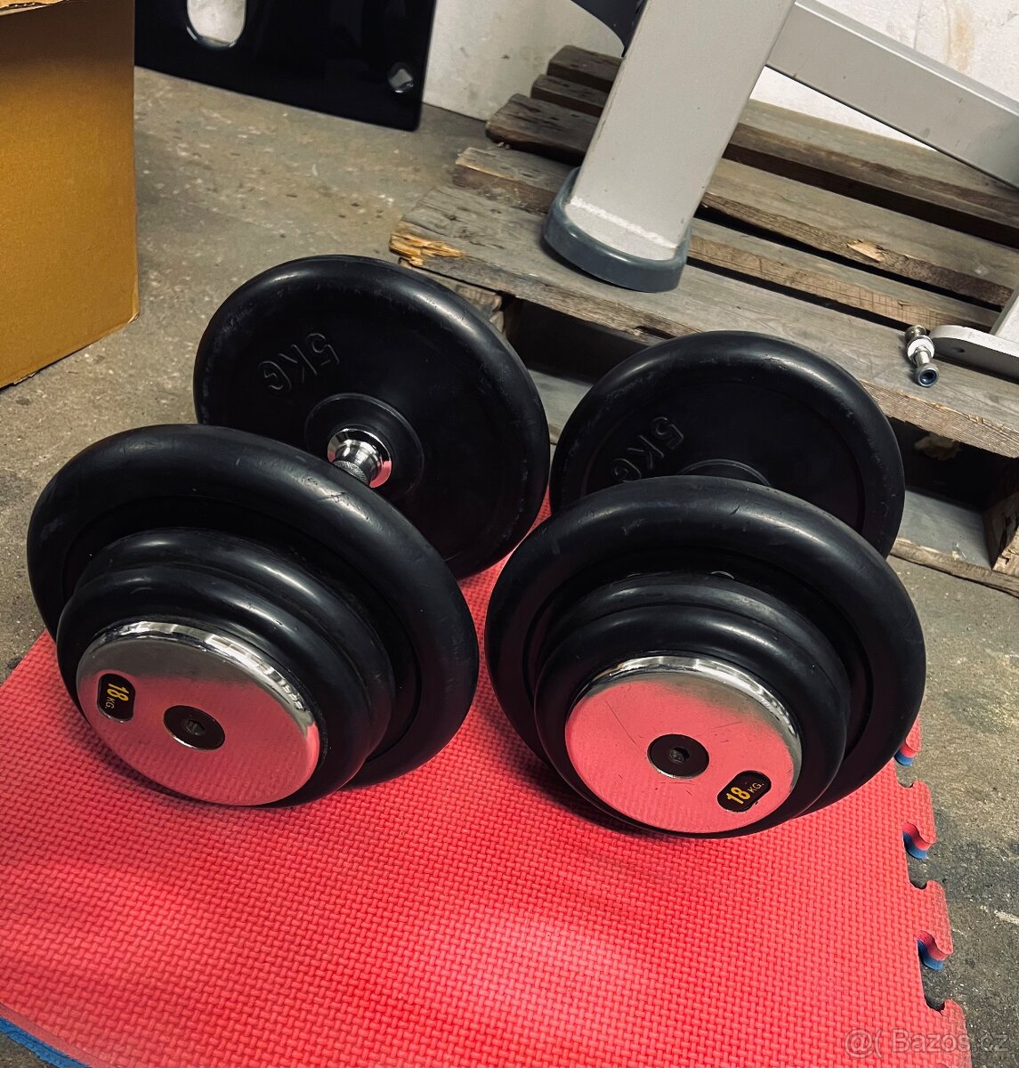 Jednoruční činky - pogumovaný - 2x 18kg