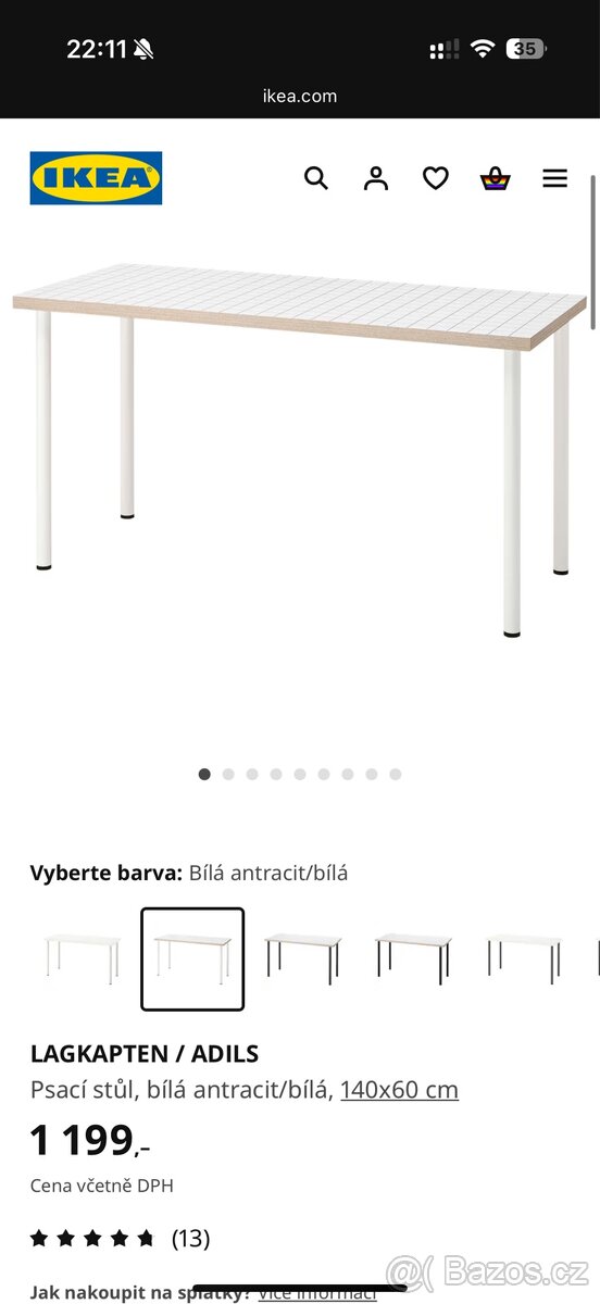 2x stůl Ikea Lagkapten 140x60