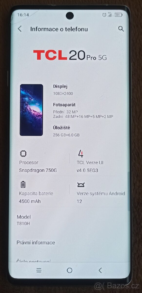 Mobilní telefon TLC 20 pro, 6/256GB