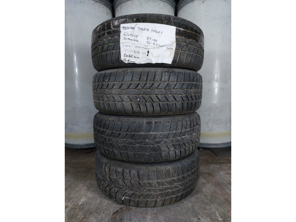 Plechové disky 5x100 R14 6Jx14H2 ET45 se zimními pneu 185/60