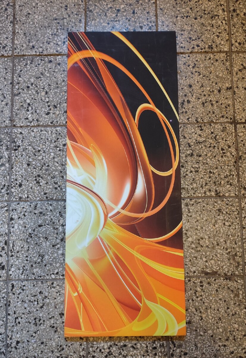 Abstraktní obraz - oranžovo černá 80x30cm