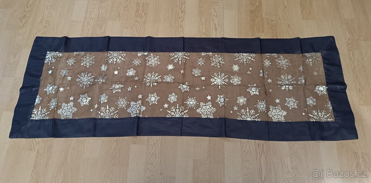 NOVÝ vánoční ubrus běhoun hnědo -zlatý Zn: ZARA Home