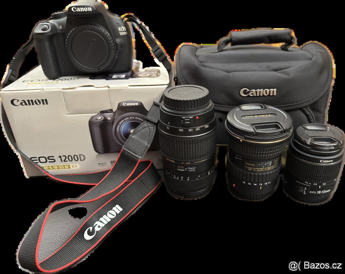 Set Canon D1200, 4 objektivy a příslušenství